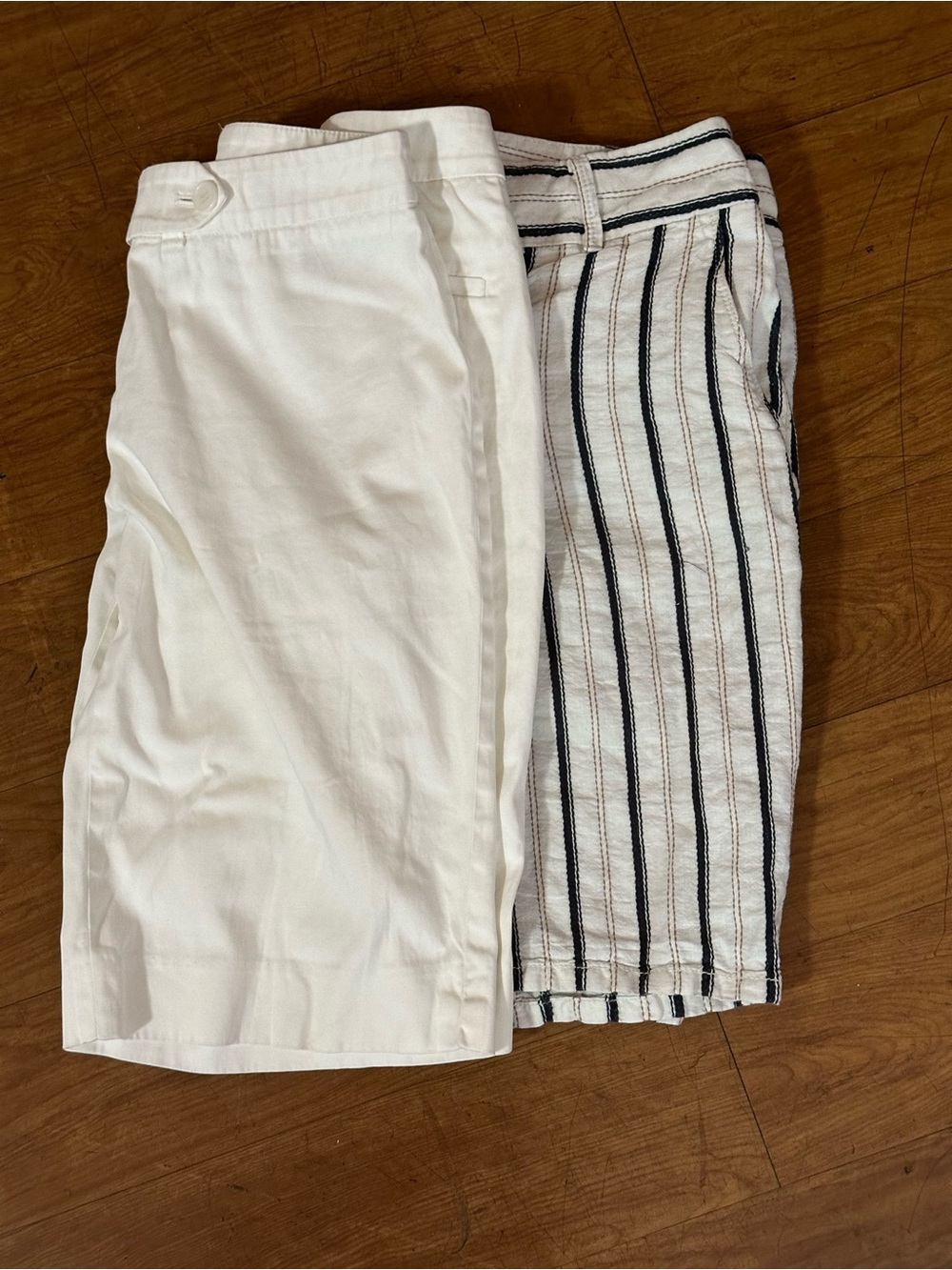 Loft White & Black Striped Flat Front AND Jones NY white shorts